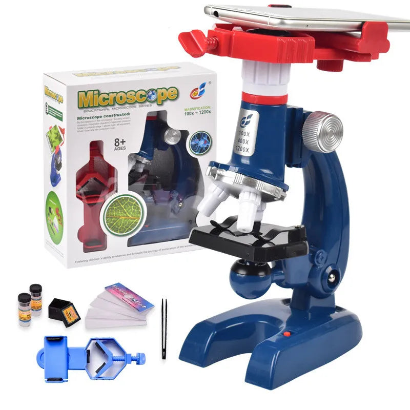 Набор для микроскопа светодиод 100x 400x 1200x лабораторный микроскоп Home School Science Education Toy Gift Biological Microscope для детей