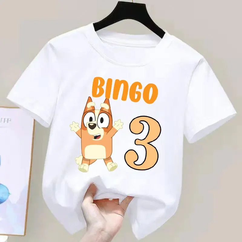 Bluey Παιδικό στρογγυλό T -shirt - Χαριτωμένο Bingo Family Summer Casual - Κύπρο