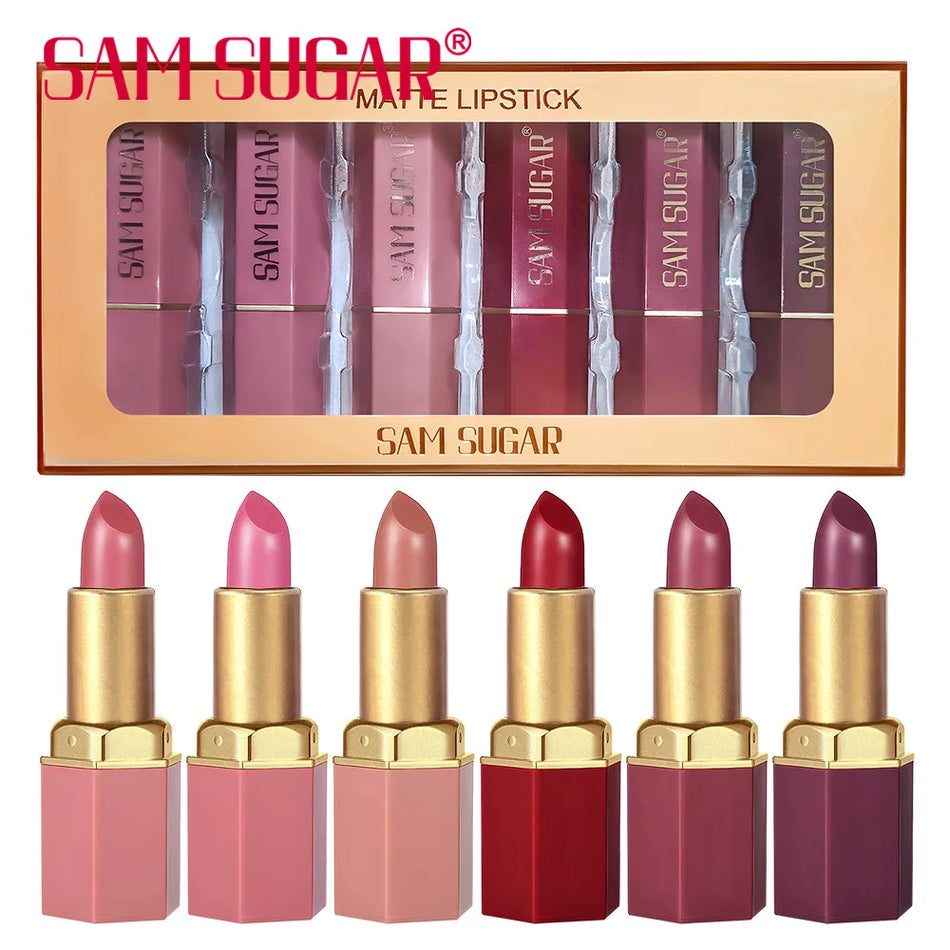 Sam Sugar Matt Samt Lippenstift Set mit Perlmut Glitzer