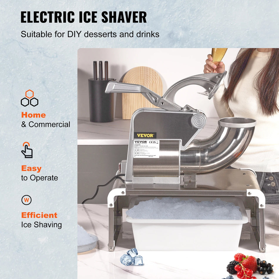 VEVOR Electric Snow Cone Maker - 500 LB/H Dual Blades Ice Crusher 🍧