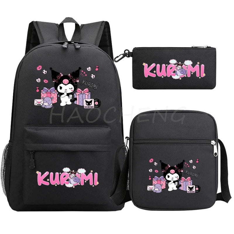 Plecak szkolny MINISO Kuromi Melody Cartoon dla nastolatków i dzieci 