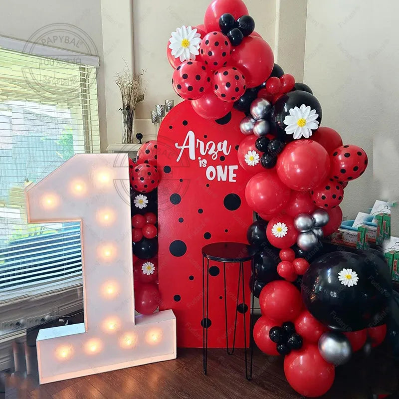 🔵 Disney Kırmızı Siyah Dot Lateks Balonlar Lady Bug Party Dekor 32 "Folyo Numarası - Kıbrıs