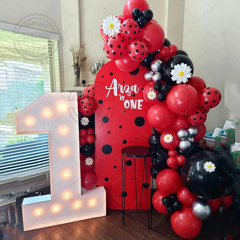 Κόκκινο μαύρο κουκκίδα λατέξ Lady Bug Party Decor 32 "Αριθμός αλουμινίου - Κύπρος