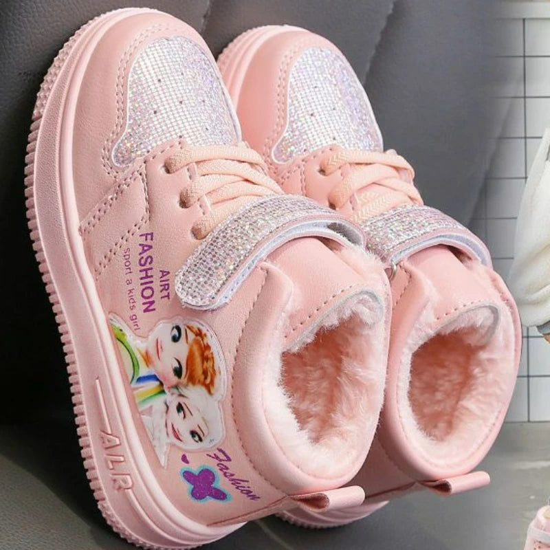 Frozen Elsa Pink Winter Ankle Boots for Girls