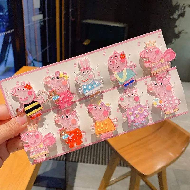 🔵 Peppa Pig Cartoon Hair Clips - Cute Anime Character Hairpin Toy - Children's Birthday Gift - Cyprus