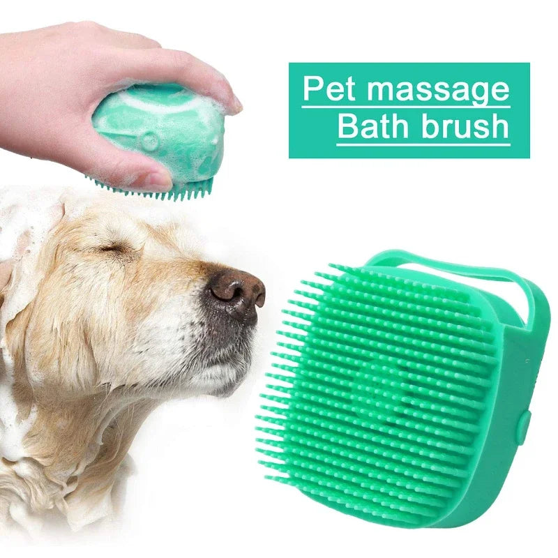 2-in-1 Dog and Cat Shampoo Brush with Silicone Massage Scrubber