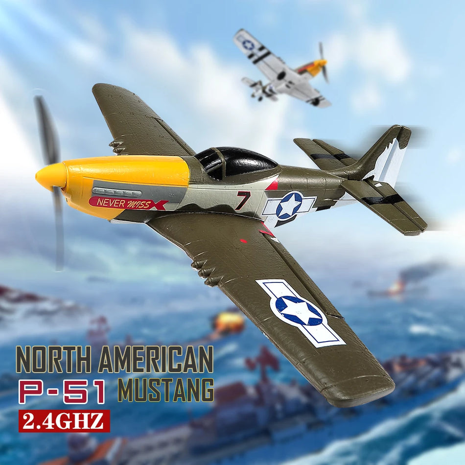 ANTSIR Nouveau P51 Mustang Avion RC - 2.4G 4CH Chasseur Acrobatique avec Retour à Une Touche 