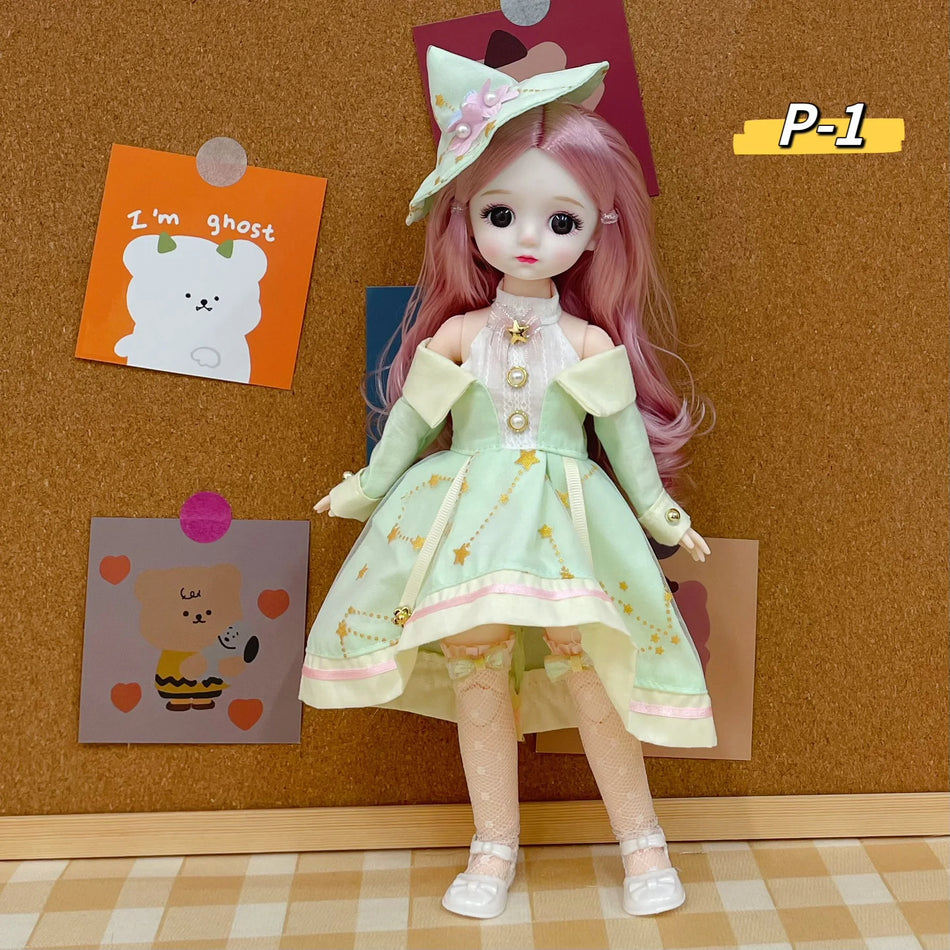 12 Zoll 30 cm BJD Anime Doll Kids Girls 4 bis 16 Jahre Dollhouse Accessoires Rockhut Kopfschmuck mit Kleidung Dress Up DIY Spielzeug