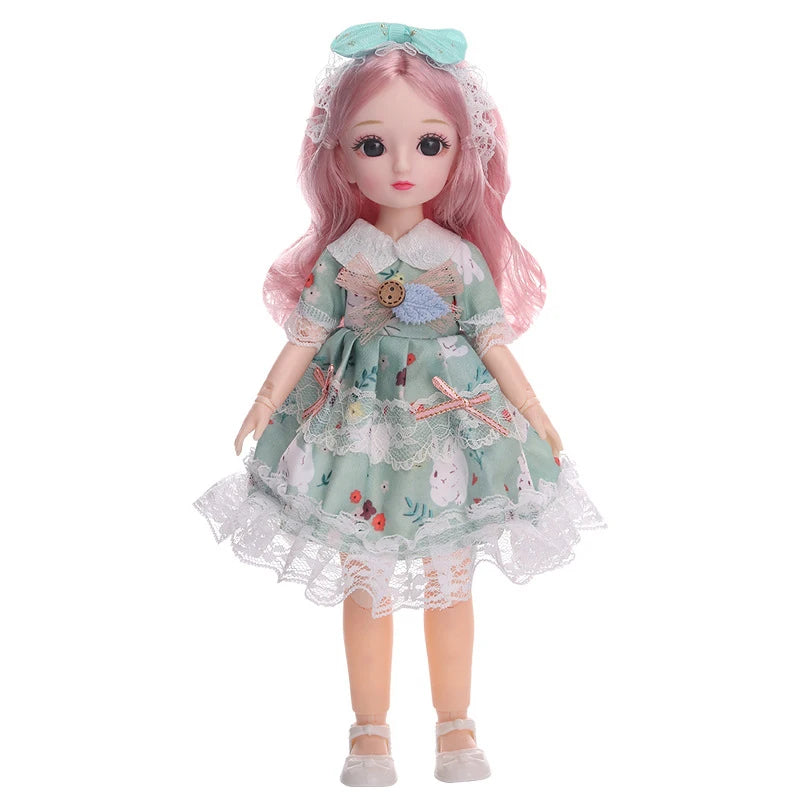 Volles Set 1/6 Puppe 30 cm Anime BJD Reborn Kawaii Mädchen Dress DIY Toys 23 Joint Movable Body mit Kleidung Rockhut Kopfschmuck