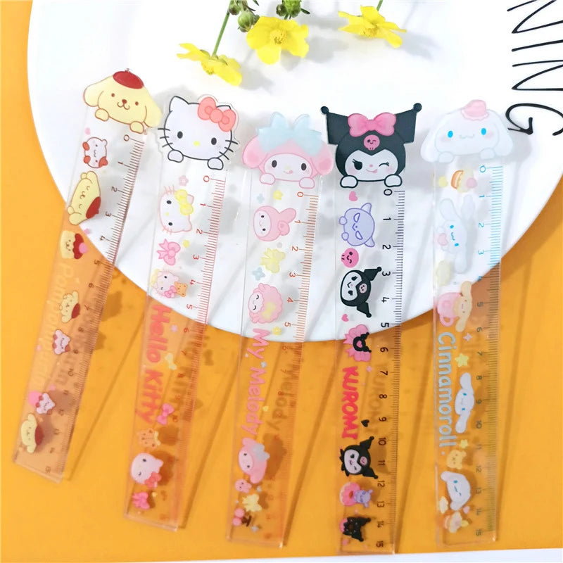 My Melody Kuromi Hello Kitty Double Layer Ruler Acrylic Pen Bag - Cyprus