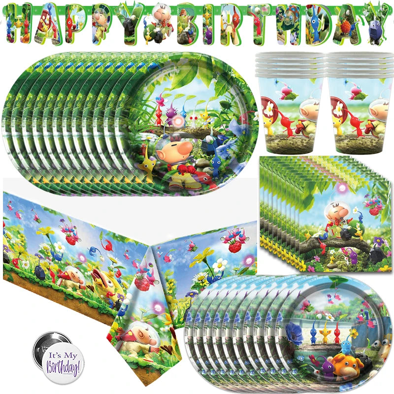 Pikmin 4 Geburtstagsfeier -Dekoration Set - 67pcs Tablayware & Party Gefälligkeiten - Zypern