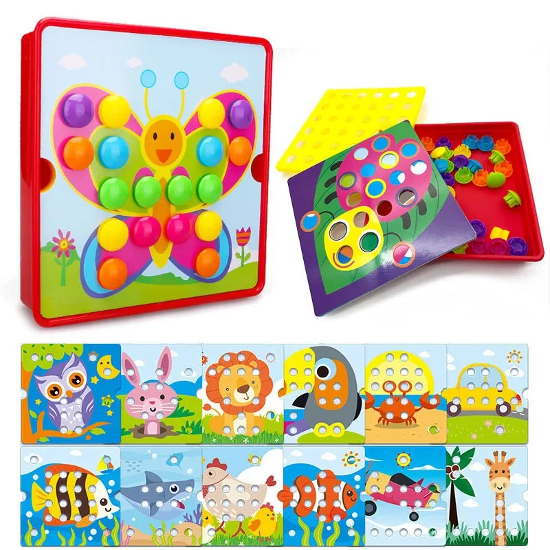 3D -Pilz -Nagel -Puzzle Puzzle Spielzeug Montessori Baby Spielzeug Cartoon Tier Rätsel Spiel Kinder frühe Bildungsspielzeug Kinder Geschenke