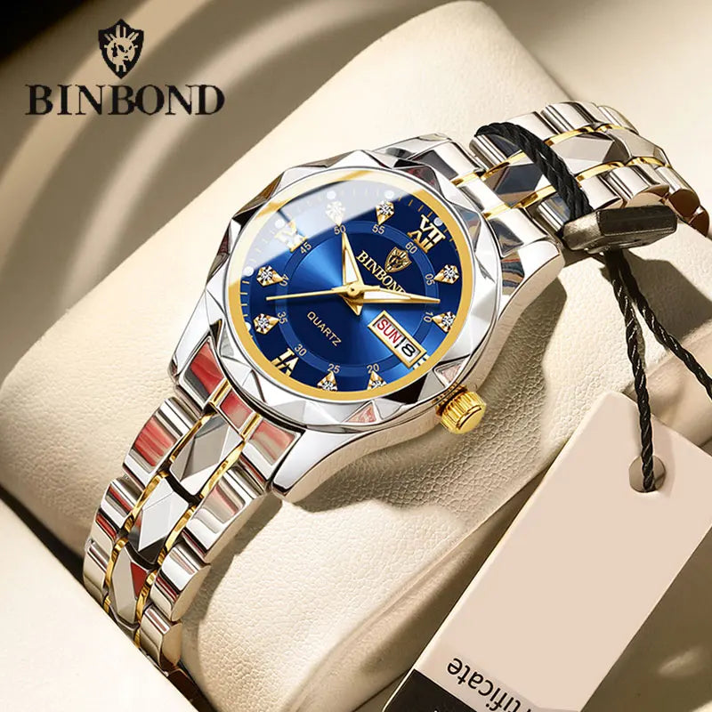 BINBONG Luxury Ladies Quartz Watch - Waterproof & Luminous