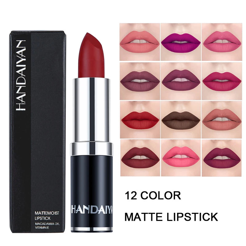 Handaiyan velvet lisse mate rouge à lèvres - rose sexy pourpre - 12 nuances