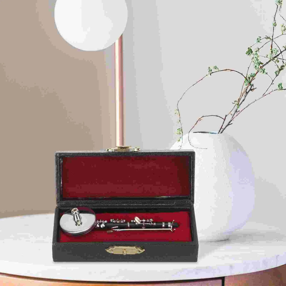 "Mini Clarinet Model Ornament with Stand and Storage Box"