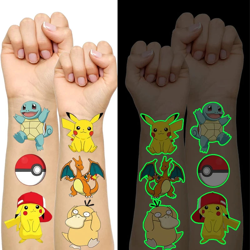 Pikachu Luminous Temporary Tattoos for Kids - Cyprus