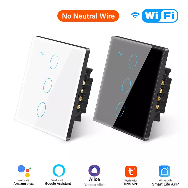 Tuya Smart Life Light Switch WiFi Αισθητήρας Αισθητήρας Έξυπνος Διακόπτης Εφαρμογής Εφαρμογών Απλών Ελέγχου χωρίς ουδέτερο καλώδιο 110V 220V για Alexa Google Home