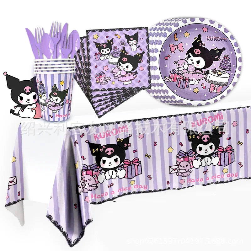 Kuromi Cartoon Disposable Tableware Set for Birthday Parties