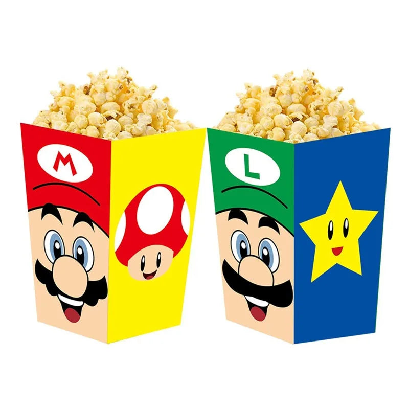 🔵 Super Mario Bros Patlamış Mısır Kutusu Anime Patlamış Mısır Konteyner Parti Dekorasyonu - Kıbrıs