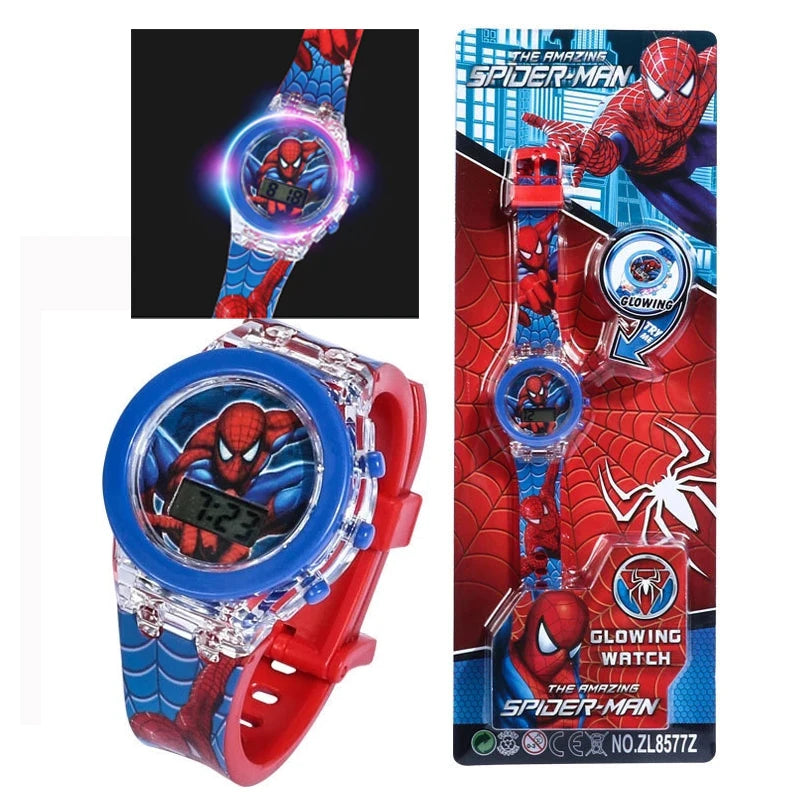 🔵 Disney Spiderman Anime фигура Toys Watch Avengers Frozen Mickey Figure Toys Watch Boys Kids Cartionds подарок для детей