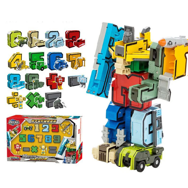 Transforming Number Robots Action Figure Set with Dinosaur Model - Cyprus