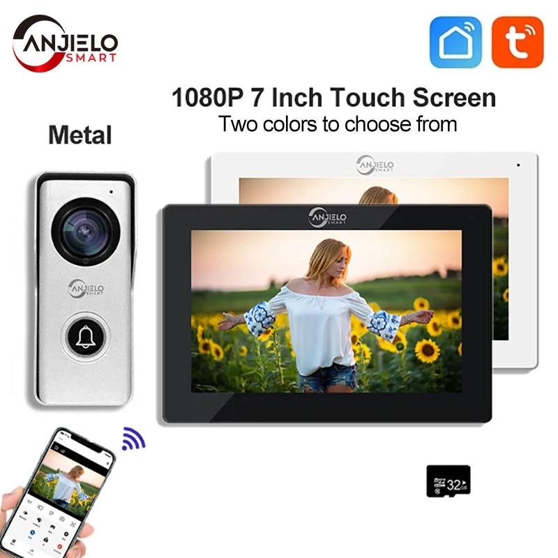 7" Touch Screen Smart WiFi Video Doorbell Intercom System