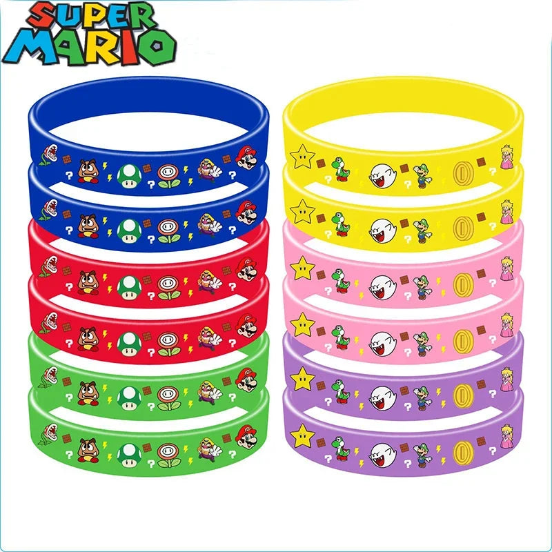 🔵 12pcs Super Mario Bros Bracelets Cute Silicone Jewelry Toy - Cyprus