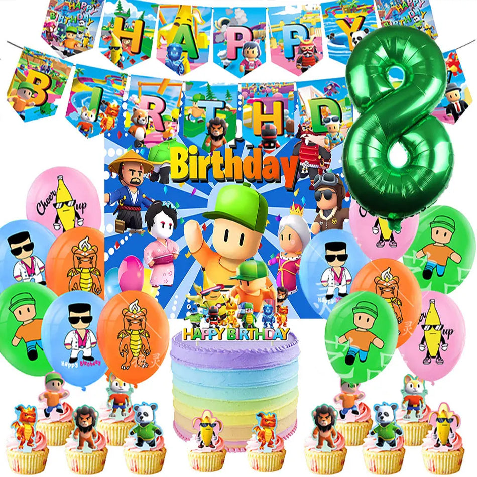 Trébucher le thème de jeu garçon garçon d'anniversaire de fête d'anniversaire numéro de décoration ballon gâteau gâteau baby shower kids kids photography accessoires