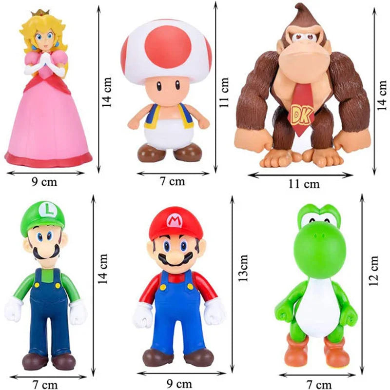 🔵 Super Mario Bros doll Yoshi Peach Princess Toad Action Figure Toys Mario Luigi Kids Xmas birthday gift Cake decoration model