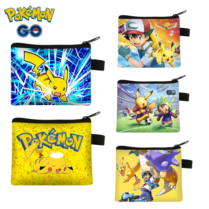 🔵 Pokemon Children's Zero Wallet Pikachu Cartoon Coin Wallet Girl Pikachu Cos Anime Coin Key Print  Storage Bag Portable Toy Gift