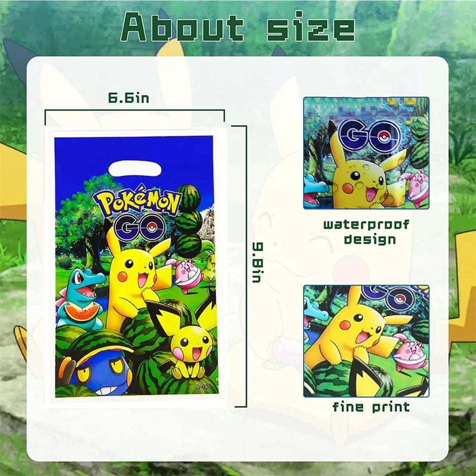 🔵 Pokemon Pikachu Pokeball Hediye Çantaları - 20 Set - Doğum Günü Partisi Favors - Kıbrıs