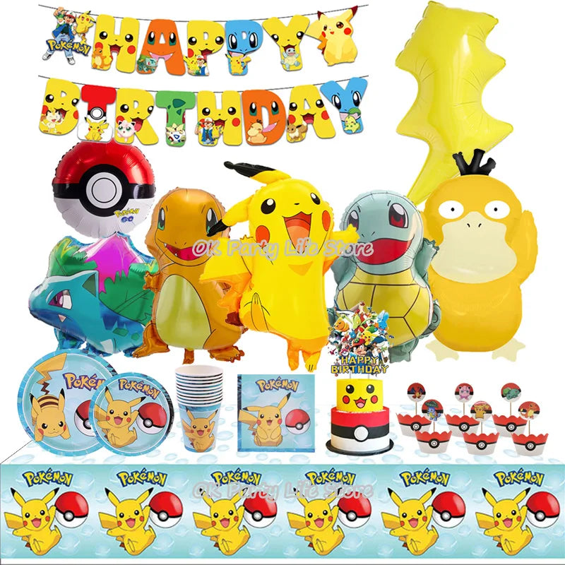 🔵 Pikachu Pokemon Doğum Günü Partisi Dekorasyon Balon Seti - Kıbrıs