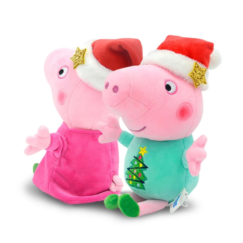 🔵 30CM Peppa Pig Christmas Dress-up Plush Dolls Anime Figure - Ideal Gift for Kids Cyprus