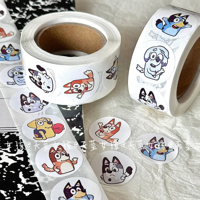 🔵 Bluey Stickers Kids Gifts Ins Cartoon Bluey Decorative Stickers Kindergarten Reward Gift Roll Stickers And Paper Tape