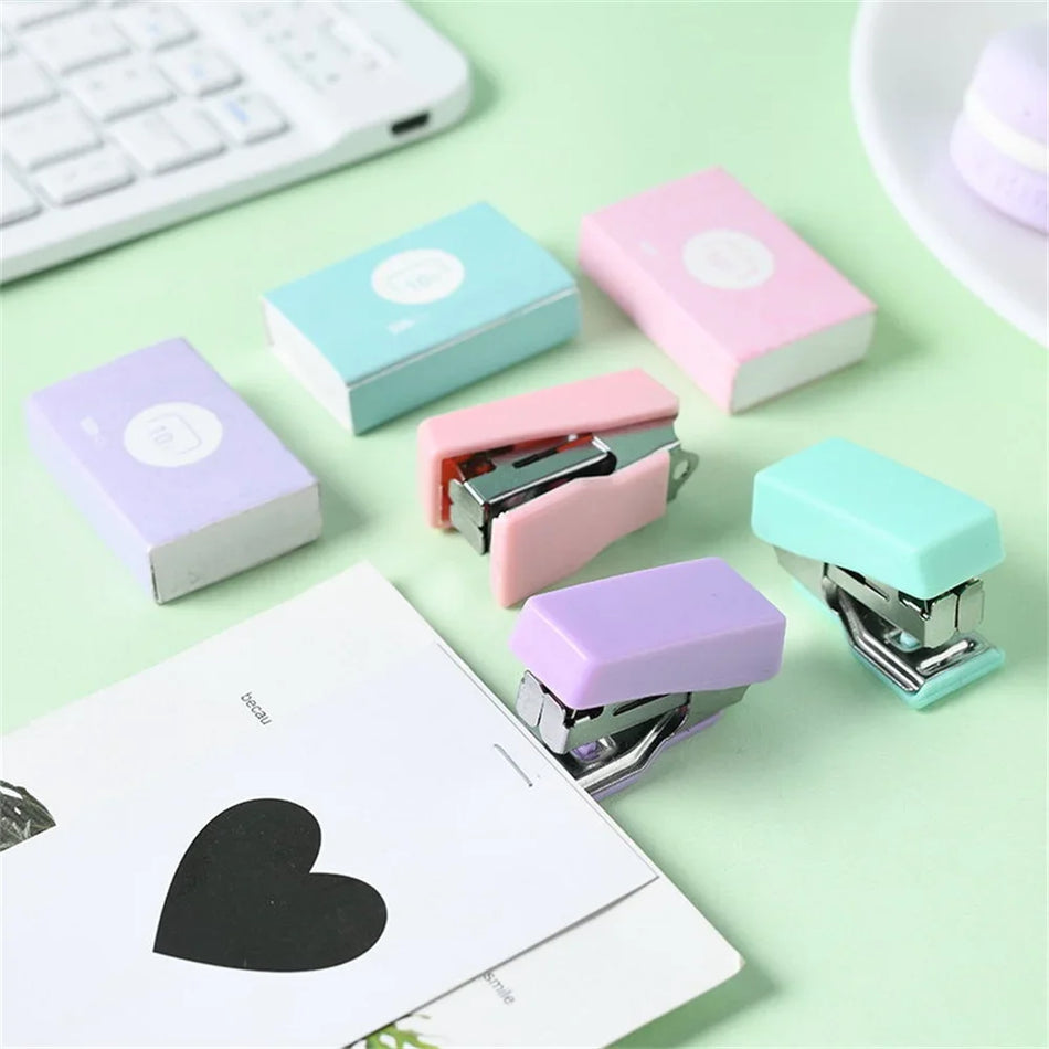 Cute Morandi Color Mini Stapler Set with 500pcs Staples - Cyprus