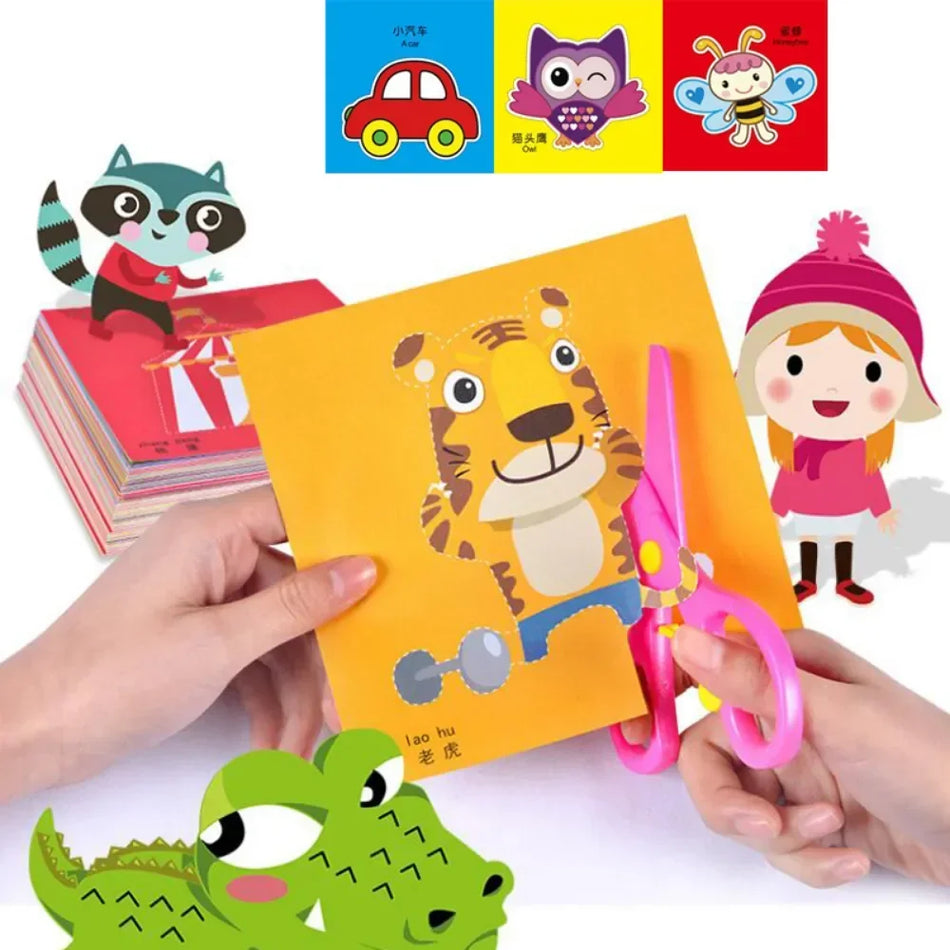 48pcs Kinder handgefertigtes Papierausschnitt Buch Handwerksspielzeug DIY Kids Crafts Cartoon Scrapbooking Papierspielzeug für Kinder lernen Spielzeug Geschenke