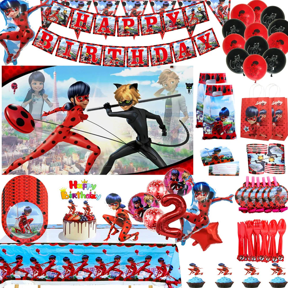 🔵 Disney Red Ladybug Birthday Party Supplies Set - Cyprus