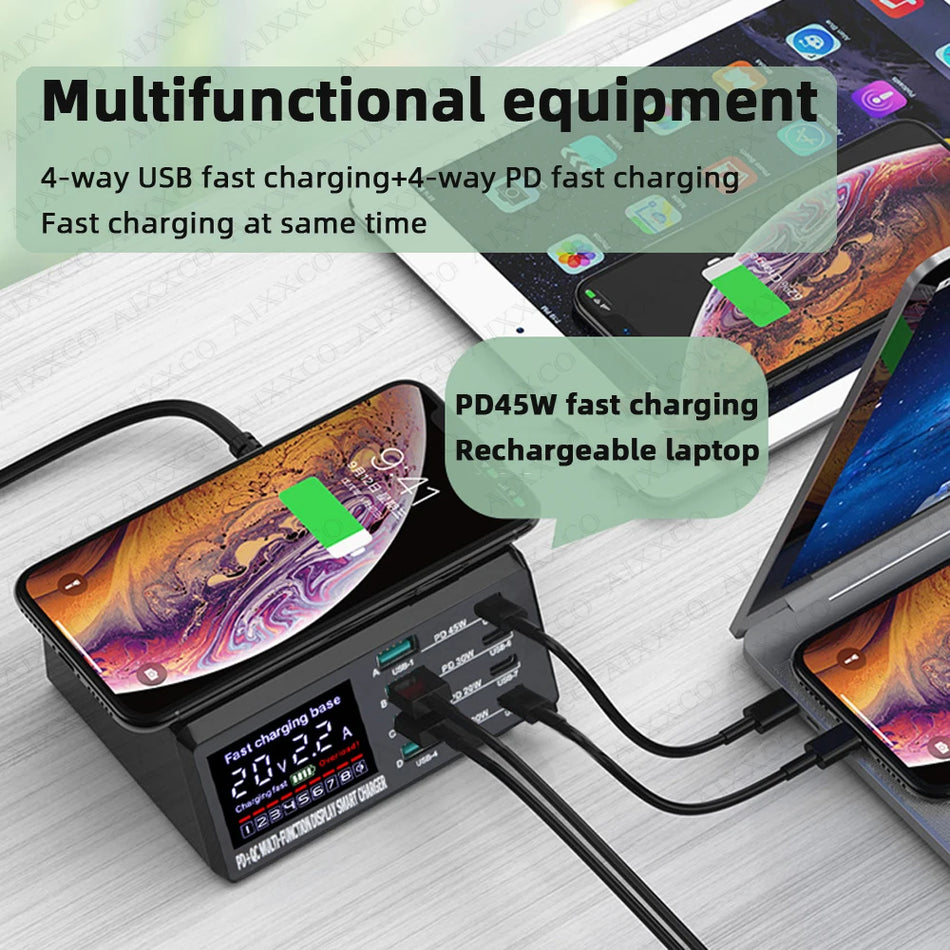 Станция зарядки беспроводного зарядного устройства 110W Quick Charge USB Adapter PD USB C Fast Phone Charger для iPhone 13 12 iPad Xiaomi