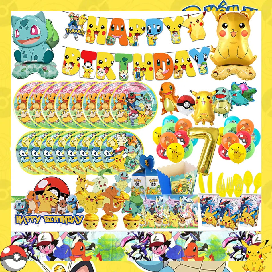 🔵 Pokemon Pikachu Birthday Party Decorations- Cyprus