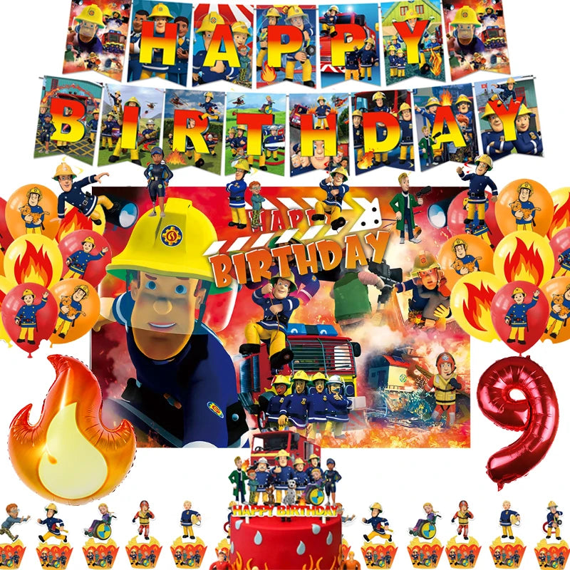 Fireman Sam Birthday Party Decoration Balloon Set - Cyprus