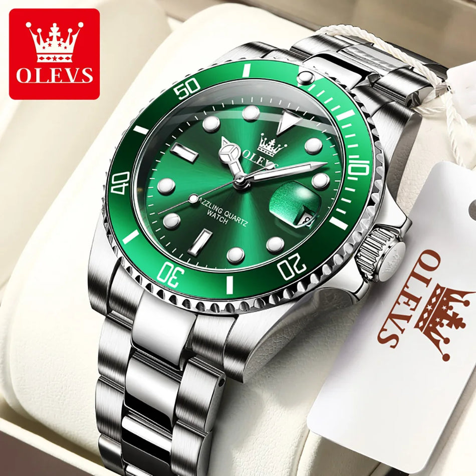 OLEVS 5885 Men's Luxury Waterproof Quartz Watch with Stainless Steel Band