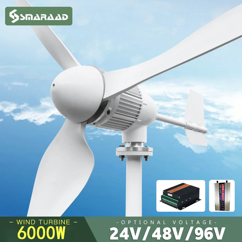 SMARAAD 6000W Off-Grid Wind Turbine Generator with MPPT Controller