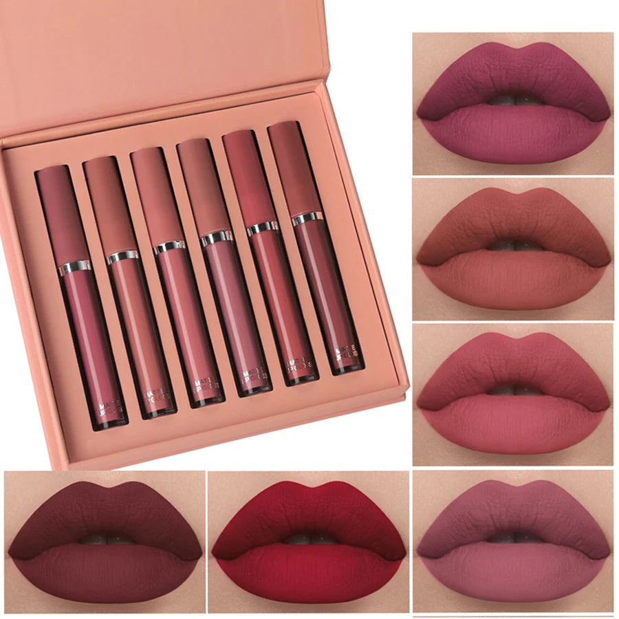 Maxfine 6pc Matt Velvet Lip Gloss Set