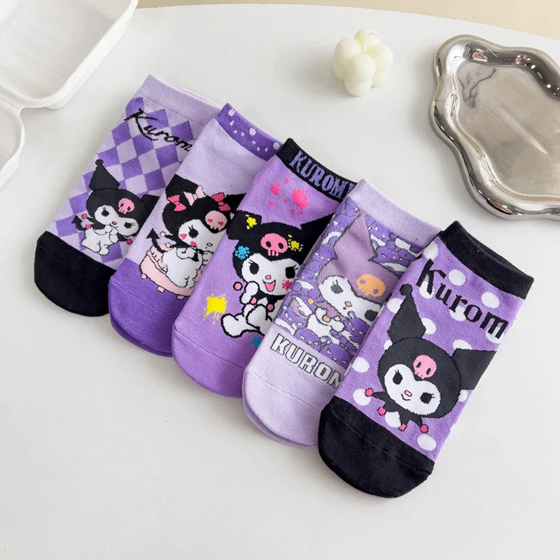 Kawaii Sanrio Kuromi Short Socks - Comfortable & Breathable Gift for Students - Cyprus