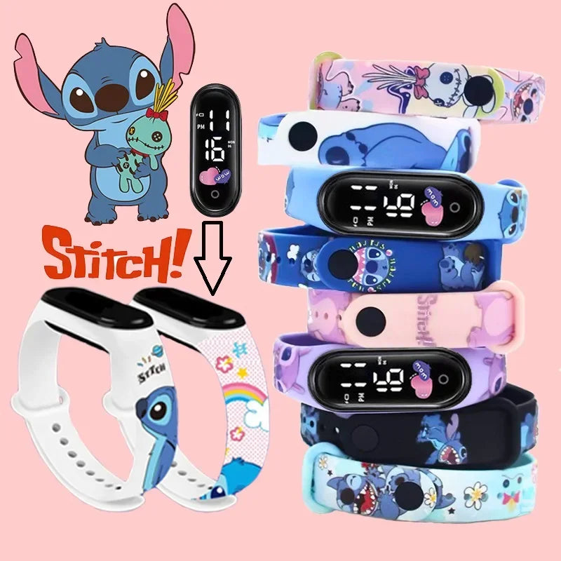 🔵 Miniso Disney Stitch Led Touch Sports Watch Su Geçirmez Dijital Çocukların Doğum Günü Hediyesi - Kıbrıs