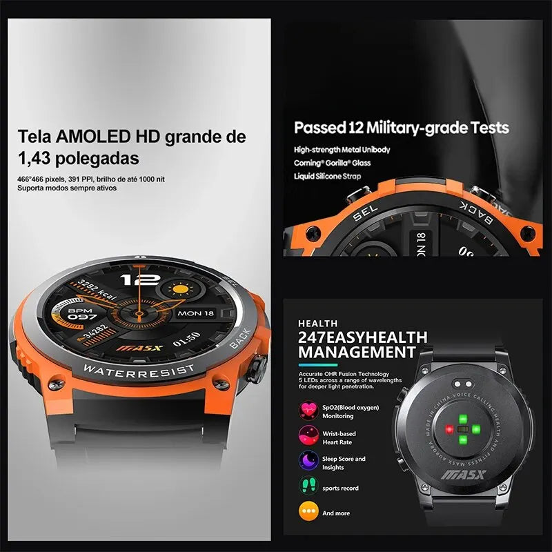 Masx Aurora One Premium Smartwatch mit 1,43 '' Amoled Display und Voice Calling