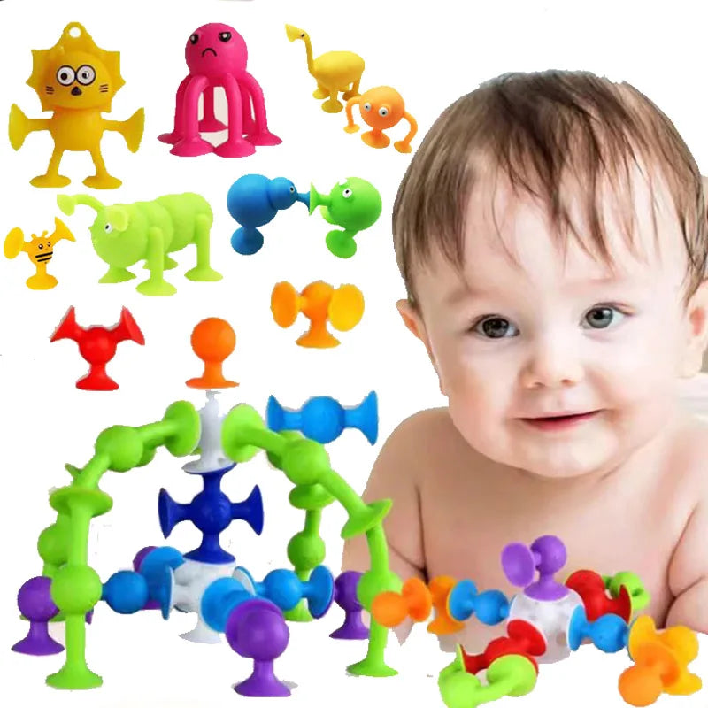 Baby Suction Cup Silicone Building Blocks Construction Set - Cyprus