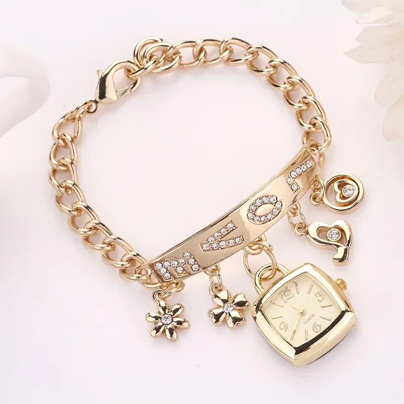 Mode Frauen -Strass -Blume -Pendell -Armband Uhr von Runerr