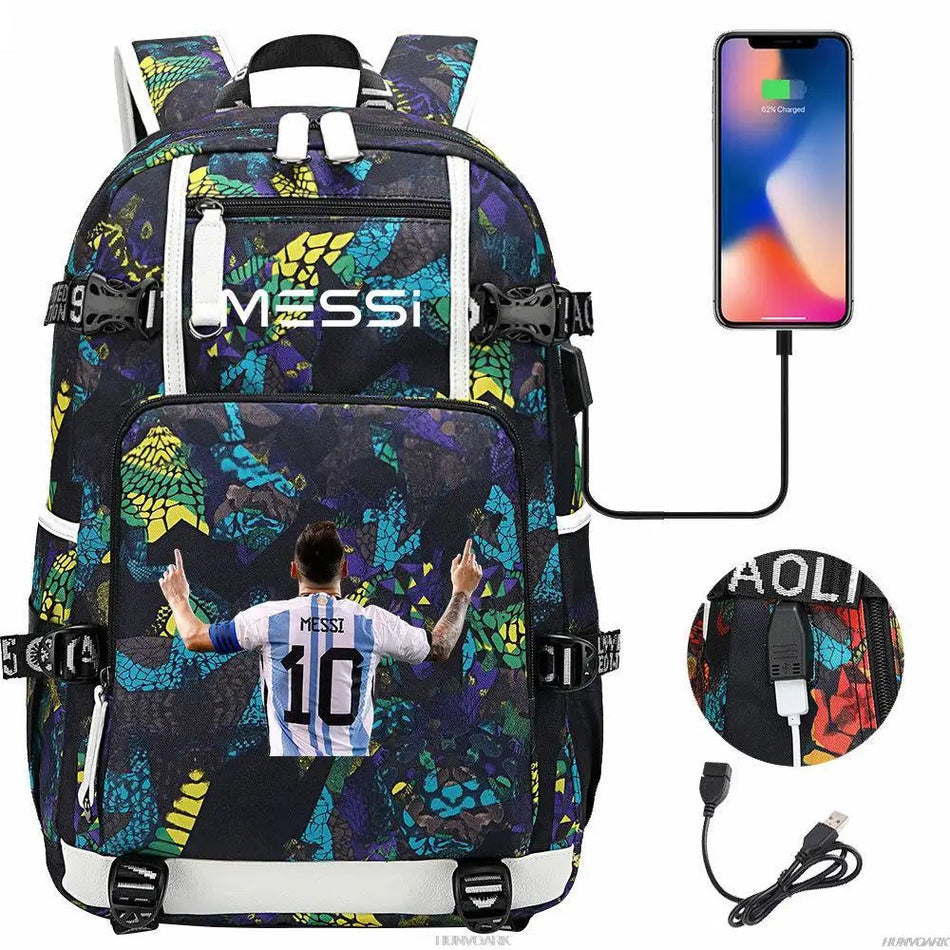 Football Stars Messi Camouflage Backpack