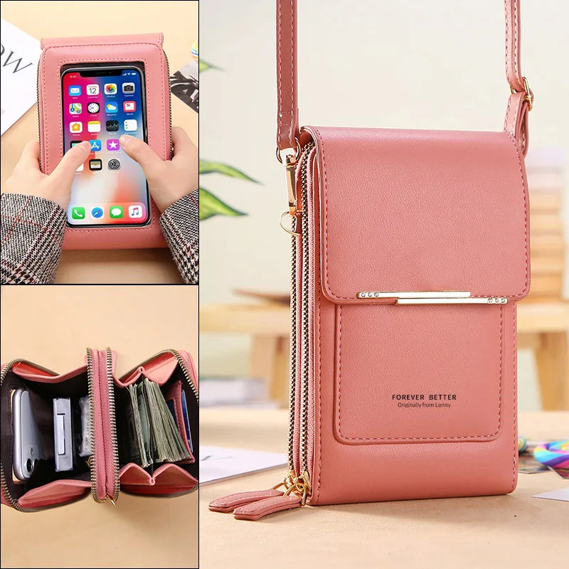 Versatile Soft Leather Touch Screen Crossbody Bag for Women